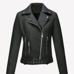 Women’s Black PU Leather Biker Jacket (1)