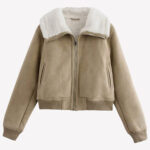 Women’s Khaki Zipper Bomber Jacket (1)