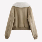 Women’s Khaki Zipper Bomber Jacket (1)