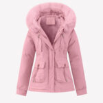 Women’s Pink Hooded Lace-Up Parka (1)