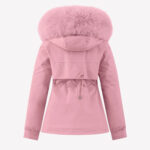 Women’s Pink Hooded Lace-Up Parka (1)